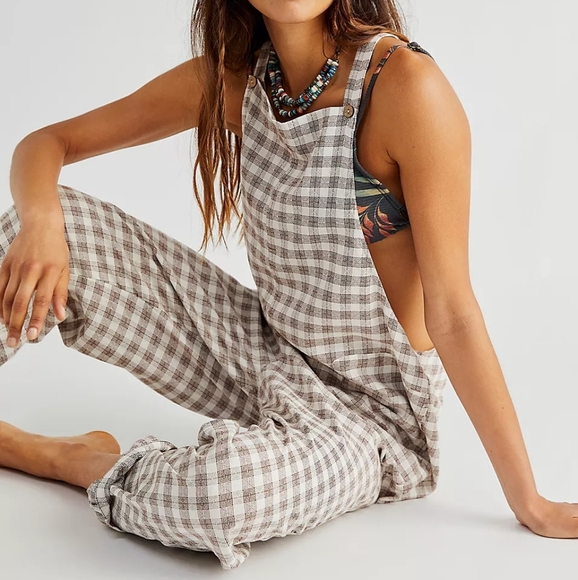 FEE PEOLPE Gingham Sezanne One-Piece Size Large - Picture 1 of 2